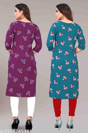 Women Printed Crepe Kurtis combo of 2