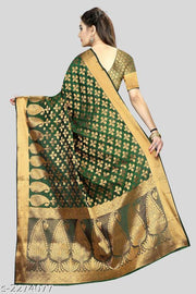 Banarasi Banarasi Silk Green Jaquard Saree With Blouse