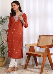 EMBROIDERED SEQUIN STRAIGHT KURTI