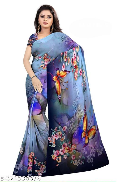 P D Silk Mills Pure Digital Printed Fancy Saree