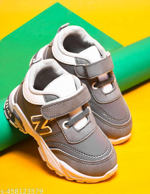 KATS Boys Velcro Closure Sneakers Grey (2 Years to 5 Years)