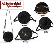 Black Pu Fabric Premium Crossbody Bag For Women