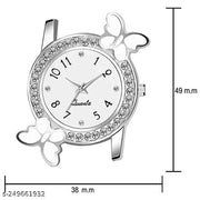 White Butterfly Diamond White Dial And White Belt Analog Watch For Girls And Women Bracelet Analog Watch For Women And Girls