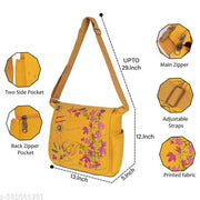 Yellow Side Body Bag for Girls & Women – Stylish Floral Print Sling Bag, halka aur spacious Shoulder Messenger College, Office, Daily Use & Travel ke liye perfect