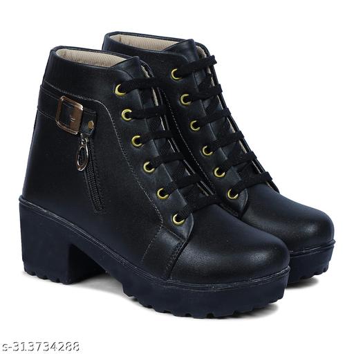EVOLTAR women buckle design zipper synthetic heel boot | Trendy Below-the-Knee Boots for Women | Elegant & Comfortable Synthetic Leather Design | Best for Casual, Party & Holiday Outings | Stylish Footwear for Ladies & Girls