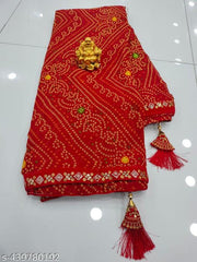 GEORGETTE SAREE, BANDHANI SAREE, CHUNRI SAREE, BANDHEJ SAREE, MATAJI SAREE, RED SAREE, SAREE FOR WOMEN, TRENDING SAREE
