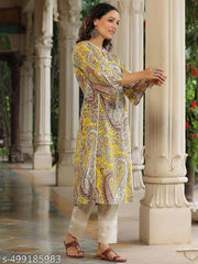Women's  Multi print Rayon Straight Kurtis with lace work