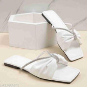 Classic White Flat Sandal for girl's and women's ||  Bright White Flats Sandals || Elegant White Women’s Sandals || Stylish White Slip-On Sandals ||