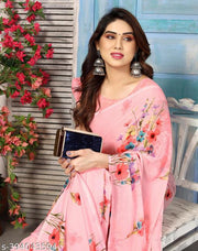Trash Enterprises Georgette Floral Printed Saree With blouse
