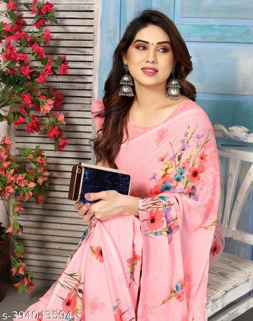 Trash Enterprises Georgette Floral Printed Saree With blouse