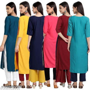 Polyster/Crepe fabric-New Fancy Dhamaka Kurti On Lowest Price & Best Quality pack 6