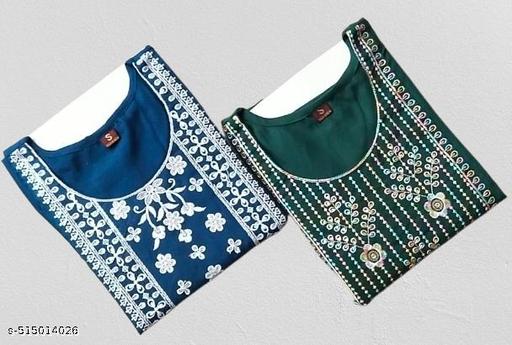 Women Ethnic Wear Rayon Embroidery Gala Kurti, Size -S, M, L, XL, XXL, 2XL, New Design & Fashionable Kurti, Pack of 2 (Combo of 2)