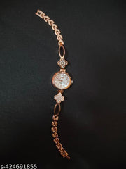 SJE Premium mini Analog watch for ladies stone design rose gold