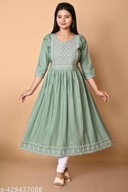 Urban Butterfly Women's Ethnic Cotton Embroidered Kurti, Stylish and Trendy, Sizes S-XXL