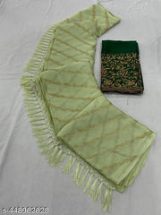 Dori Sarees Pista Chiffon Saree sari For Woman With Blouse Piece