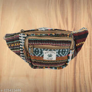 MYRIAD waist hemp bag Bohemian-Inspired Hemp Waist Pouch for Free Spirits Multi-Compartment Hemp Waist Pack: Stay Organized Size-(30 x 12 CM)