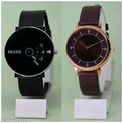 Luxury Rishtey Couple Black Analog Watch - For Couple