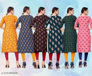 Women Printed Crepe Kurti (Combo Of 6)