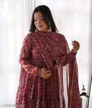 Maroon Gown With Dupatta Set