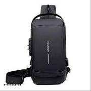 CLASSY WAIST USB BAG GOOD LOOK TRENDING CROSS SLING BUSINESS CASH BAG WITH USB POWER PORT CONNECTION MULTICOLOURED WAIST BAGUSB SLING WAIST BAG LATEST SOLID ZIPPER QUALITY 4 COMPARTMENT ZIPPER BAG