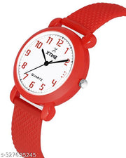 XTIME Analogue Watch Round White Dial & Red Resin Strap for Boys & Girls