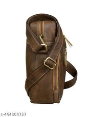 ENAMOUR Stylish Brown Leather Sling Bag for Men | Enamour Premium Crossbody Messenger Bag with Adjustable Strap for Travel, Office, Casual & Use
