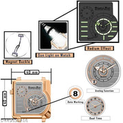 Dual Time Date Display Radium Dial  Magnetic Belt Analog Watch For Men_C31k