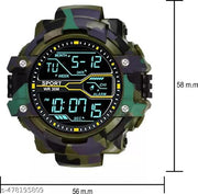 Stylish Men's And Kids  Sports Army Green  Design LED Digital Wristwatches. Not Smart Watch, Waterproof Lightly
