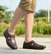 Men's Black Brown Tan Synthetic Leater Outdoor Casual Sandal