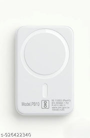 MagSafe Wireless Power. 10000mAh Magnetic Portable Battery Pack, Fast Wireless Charging Support for All iOS Devices (White)