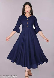 Ultra Fashion Women's Solid Flared Kurti