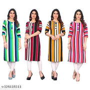 Polyster/Crepe fabric-Women's Daily Wear Crepe Fabric Printed Straight Kurti, New Design & Fashionable Kurti Combo-2 ( Pack of 2 Kurta ) Available Size-S, M, L, XL, XXL, 2XL, XXXL, 3XL, 4XL, 5XL