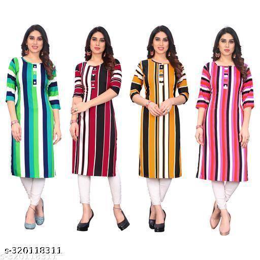 Polyster/Crepe fabric-Women's Daily Wear Crepe Fabric Printed Straight Kurti, New Design & Fashionable Kurti Combo-2 ( Pack of 2 Kurta ) Available Size-S, M, L, XL, XXL, 2XL, XXXL, 3XL, 4XL, 5XL