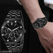 mettallic belt analog date watch for mens(Black)