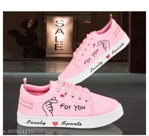 Attractive Women's Syntethic Leather Pink Sneakers