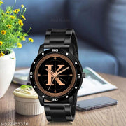 MAVIA WATCHESAnalog Round black Dial ALPHABET K Design Stylish black Strap Classic Design Fancy Watch for Men and Boys, Pack of 1 ALPHABET K-AVO-BLK-CDBLK-1