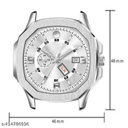 6186SM01_Katori Square Silver Dial Day & Date Stainless Steel Analog Watch For Men