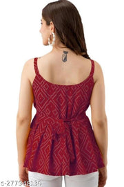 red bandhej top