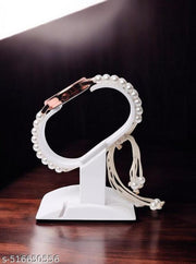 White Bead Bracelet Type Watch for women
