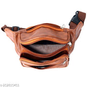 Swanky Leather Waist Pack Travel bag for Money|Belt| Cards| Mobile|Documents|Kit Books And Bills Dairy Pouch Cross Side Bags for men Women. With Belt Stylish Waist Small Luggage Accessories bags With Trust Unisex PU Waist Pack bag with Belt for travel