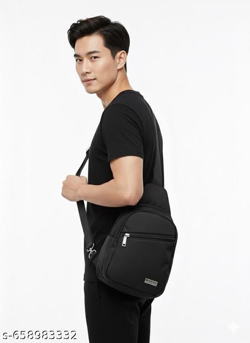 Classic Stylish Black Sling Bag for Men & Women | Crossbody Chest Bag with "Special" Text