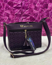 Attractive trendy women purple PU sling bags/Premium PU leather sling bags for women/Small sling bag/Full handwork bag/Party wear and wedding bag for women
