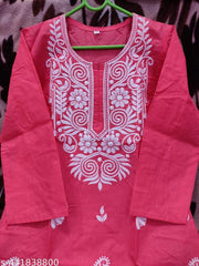 COTTON CHIKANKARI COMPUTER WORK KURTI'