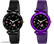 Luxury Mesh  Magnet Buckle Starry sky Quartz Watches For girls.