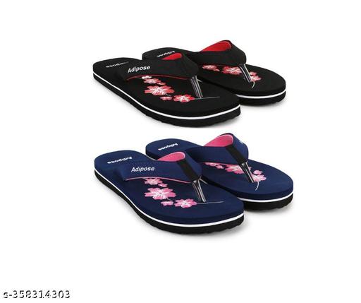 Women's Comfortable Trending Stylish Slippers And Flipflop Slippers Flip Flops Set of 2 combo