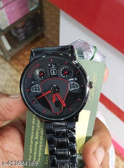 Amigos_   Luxury Unique Cool Sport Alloy Wheels Watch Custom Steering Car Rim Analog Watch For Men (Color May Vary),Dial-Multicolor, Band-Black