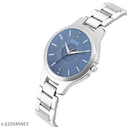 HRV Blue Round Dial Metal Silver Belt Girls watch