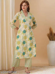 Stylish Women Kurti with Palazzo Pant Set | A-Line | Casual Ethnic Wear