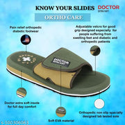 DOCTOR EXTRA SOFT D-51-Olive Men's Adjustable Strap Orthopaedic Diabetic Comfort Daily Use Slippers & Flipflops