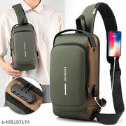 Flaying Sale Waterproof Chest Bag USB Men Crossbody Sling Bag Men Crossbody Bag For Men Anti Theft USB Shoulder Bag Man Cross Body Travel Sling Chest Sports Style Shoulder Bag